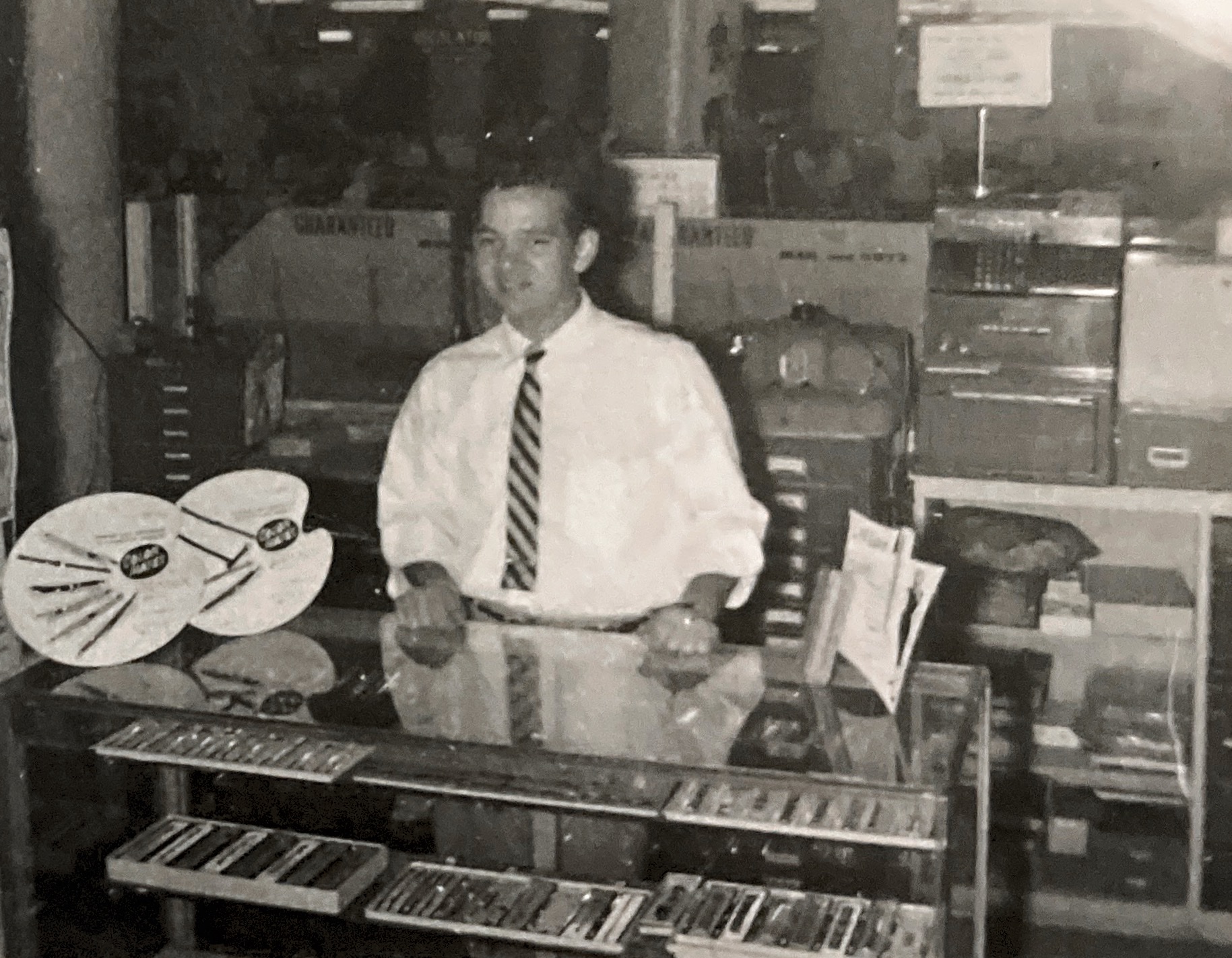 Jay working at a counter earlier in his career